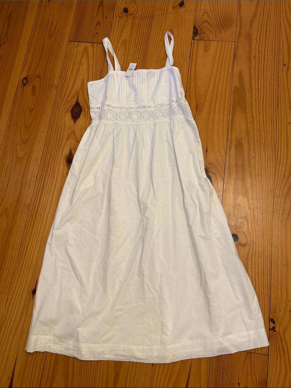 LOFT White Sundress with Eyelet Waist